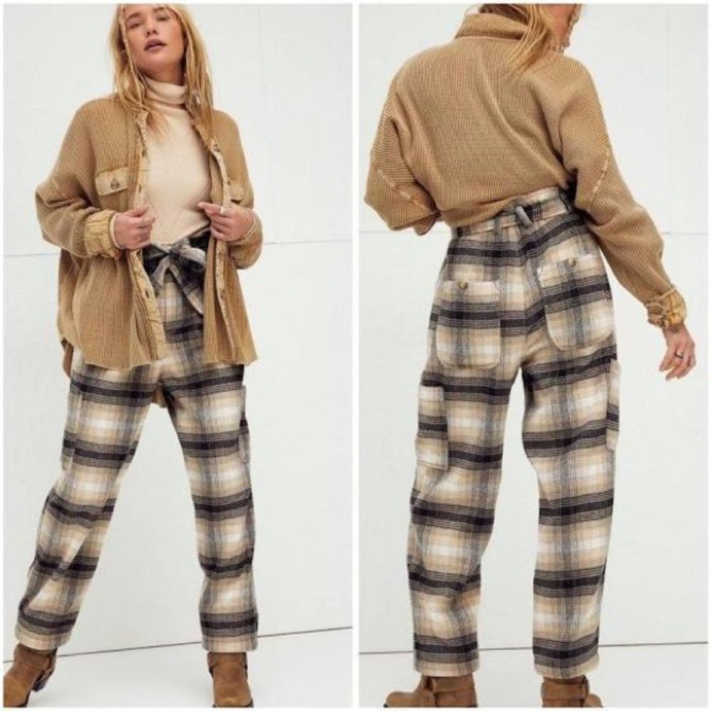 NWT Free People Kye Wool Flannel Paperbag Pants - Picture 2 of 8